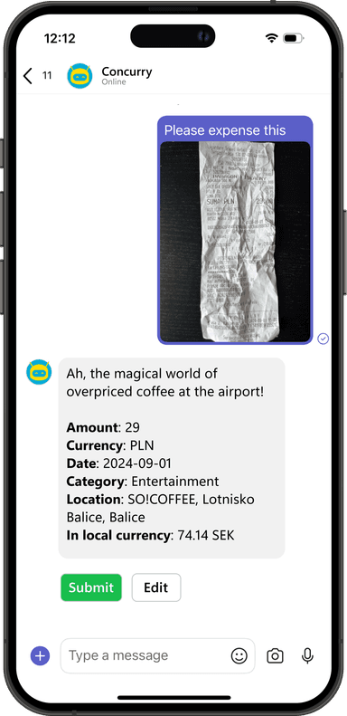 Concurry Teams iOS Mockup